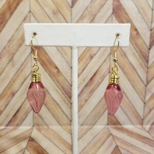 Christmas Light Bulb Dangling Earrings - Purple